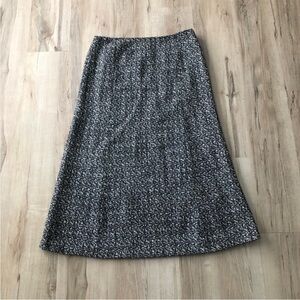 SPANNER Black and White Tweed A-Line Midi Skirt Wool Blend